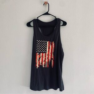 Gray American flag print racerback tank top